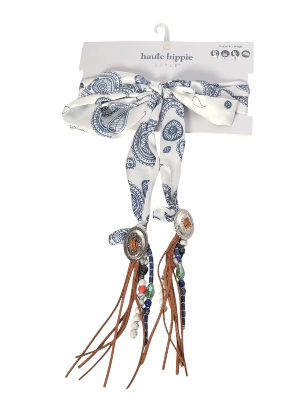 Haute Hippie Style Multi-Wear Head Scarf/Bag Scarf Western Theme